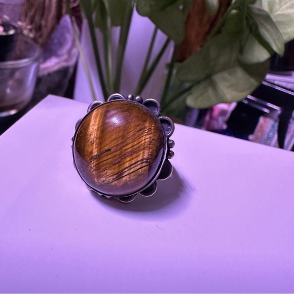 Vintage Sterling silver tigers eye stone ring southwestern jewelry - Picture 6 of 6